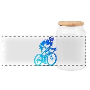 Motif nouveau vélo de route pour vélo de route - Boîte à biscuits avec couvercle en bois - blanc - Devant