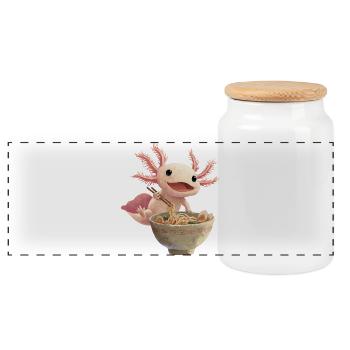 Nouilles ramen aux axolotls - Boîte à biscuits avec couvercle en bois - blanc - Devant