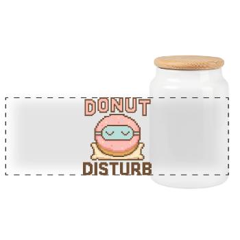 Donut Disturb – Sweet Sleep Mode - Panoramic Cookie Jar with Wooden Lid - white - Front