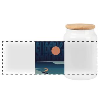 SURFER WAVE - Panoramic Cookie Jar with Wooden Lid - white - Front