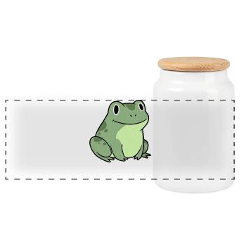 Kuschelfrosch Cartoon niedlicher Kinder Frosch - Panorama Keksdose mit Holzdeckel - Weiß - Vorne