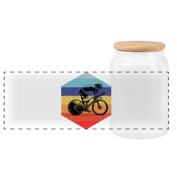 Simple road bike timeless design - Panoramic Cookie Jar with Wooden Lid - white - Front
