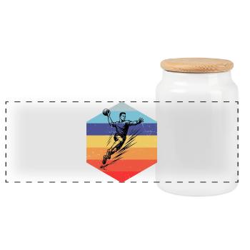 En résumé, handball masculin - Boîte à biscuits avec couvercle en bois - blanc - Devant