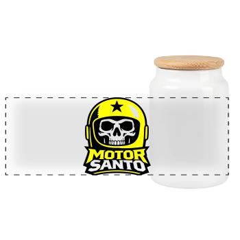 Logo du Crâne de Motor Santo - Boîte à biscuits avec couvercle en bois - blanc - Devant