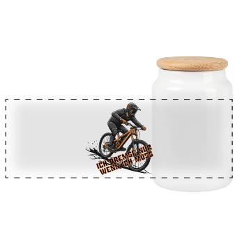 Cadeau de design de VTT pour descente - Boîte à biscuits avec couvercle en bois - blanc - Devant