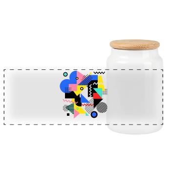 Geometric Color Explosion Pop Art - Panoramic Cookie Jar with Wooden Lid - white - Front