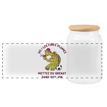 Ho_les_fines_plumes_mettez_du_grenat_dans_vot-_vin - Boîte à biscuits avec couvercle en bois - blanc - Devant