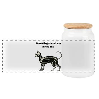 Katzen Tasse, Schrödingers Katze, Katzenskelett, - Panorama Keksdose mit Holzdeckel - Weiß - Vorne