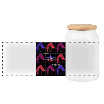 Inner Rhythm – Lebendiges minimalistisches Design - Panorama Keksdose mit Holzdeckel - Weiß - Vorne