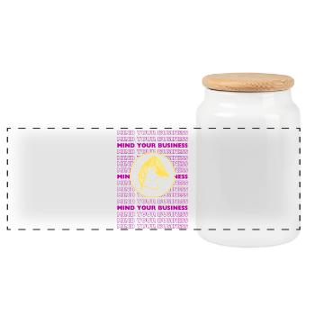 Occupez-vous de vos affaires – Minimal sarcastique de design - Boîte à biscuits avec couvercle en bois - blanc - Devant
