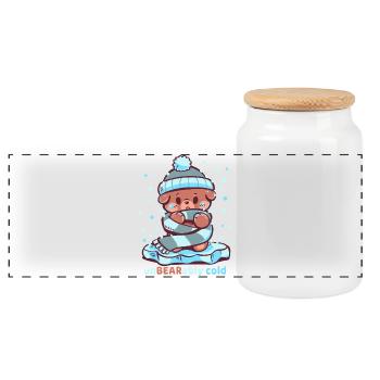 Froid insupportable - Boîte à biscuits avec couvercle en bois - blanc - Devant