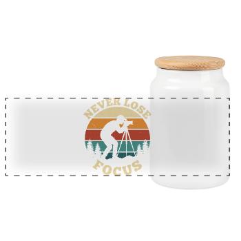 Never Lose Focus – Vintage Photography Design - Panoramic Cookie Jar with Wooden Lid - white - Front