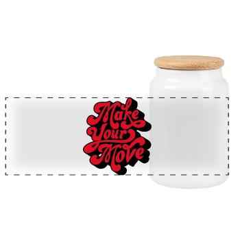 Make Your Love Retro Script - Panoramic Cookie Jar with Wooden Lid - white - Front