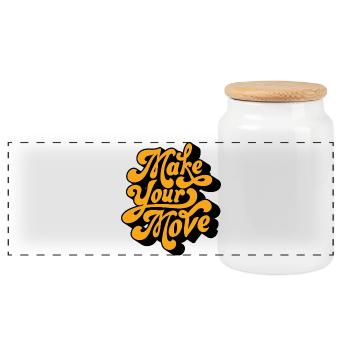 Script rétro de Faire ton Coup - Boîte à biscuits avec couvercle en bois - blanc - Devant
