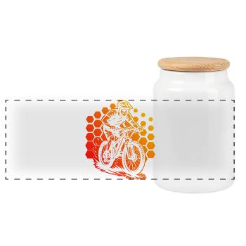 Œuvres modernes de VTT - Boîte à biscuits avec couvercle en bois - blanc - Devant