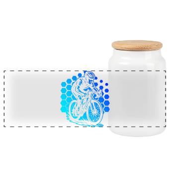 Roadbike motif with recognition value - Panoramic Cookie Jar with Wooden Lid - white - Front