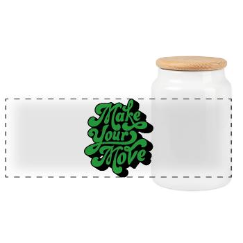 Make Your Move – Retro Handtext - Panoramic Cookie Jar with Wooden Lid - white - Front