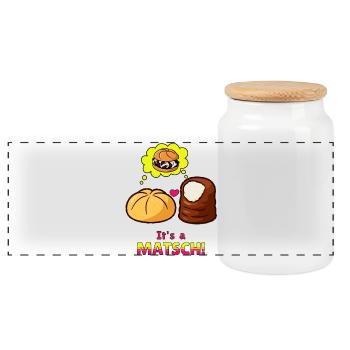 Matschbrötchen in love - it' s a Matsch.  - Panorama Keksdose mit Holzdeckel - Weiß - Vorne
