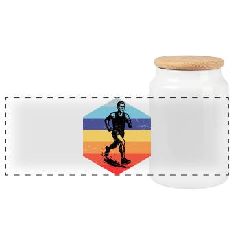 Running Love Clear Look for Racing - Panoramic Cookie Jar with Wooden Lid - white - Front