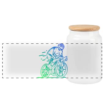 Motif emblématique du vélo de route - Boîte à biscuits avec couvercle en bois - blanc - Devant
