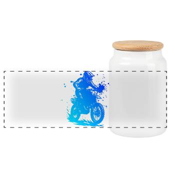 Einfach Motocross zeitloses Design - Panorama Keksdose mit Holzdeckel - Weiß - Vorne