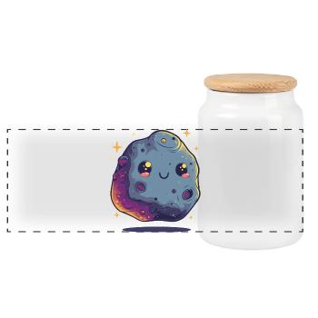 Kawaii Asteroidenstern - Panorama Keksdose mit Holzdeckel - Weiß - Vorne