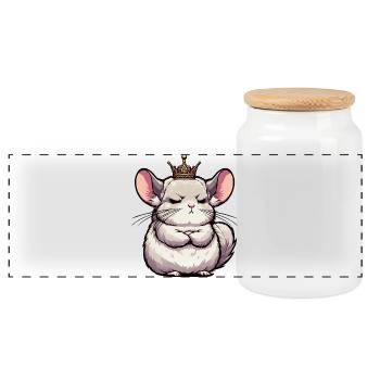 Chinchilla Chinchillas Chinchilla Owner Rodent - Panoramic Cookie Jar with Wooden Lid - white - Front