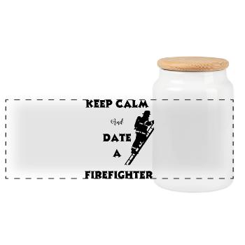 Feuerwehrmann-Humor-Date - Panorama Keksdose mit Holzdeckel - Weiß - Vorne