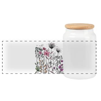 Blumen - Panorama Keksdose mit Holzdeckel - Weiß - Vorne