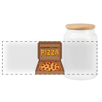 Relationship Status Pizza Single Valentine's Day - Panoramic Cookie Jar with Wooden Lid - white - Front