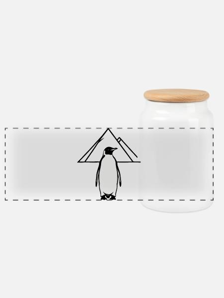 ABER WARUM? Pinguin - Panorama Keksdose mit Holzdeckel - Weiß