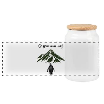 Go your own way! - Panoramic Cookie Jar with Wooden Lid - white - Front