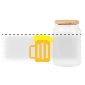 Glas Bier - Panorama Keksdose mit Holzdeckel - Weiß - Vorne