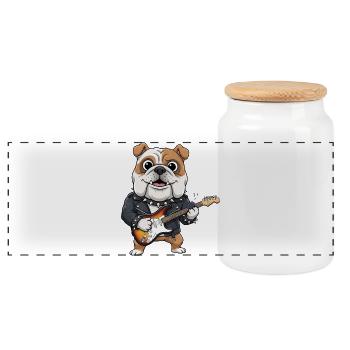 Bulldog Rock Lederjacke - Panorama Keksdose mit Holzdeckel - Weiß - Vorne