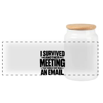 Witziges Bürohumor Meeting E-Mail Design - Panorama Keksdose mit Holzdeckel - Weiß - Vorne
