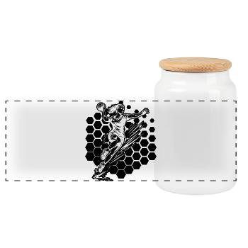 Minimalist handball motif for women - Panoramic Cookie Jar with Wooden Lid - white - Front