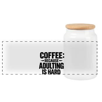 Café parce que l’adulte, c’est dur Kaffee rétro - Boîte à biscuits avec couvercle en bois - blanc - Devant