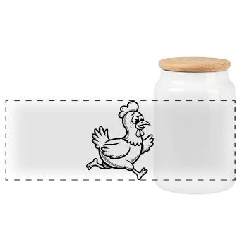 Poule Poule Drôle Course de Coq Course - Boîte à biscuits avec couvercle en bois - blanc - Devant