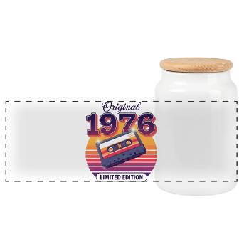 50e anniversaire Homme Femme 50 ans Décoration 1976 - Boîte à biscuits avec couvercle en bois - blanc - Devant