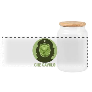 Funny Design What the Heck - Revolution Style - Panoramic Cookie Jar with Wooden Lid - white - Front