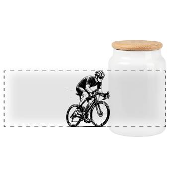 Direct Roadbike Statement - Panoramic Cookie Jar with Wooden Lid - white - Front