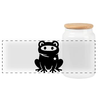Masked Frosc with Star – Antifascism Antifa - Panoramic Cookie Jar with Wooden Lid - white - Front