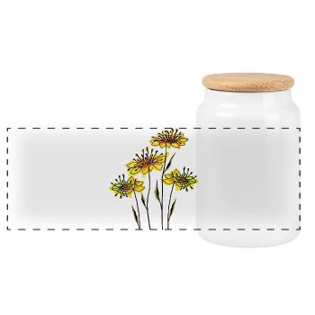Fleur - Boîte à biscuits avec couvercle en bois - blanc - Devant