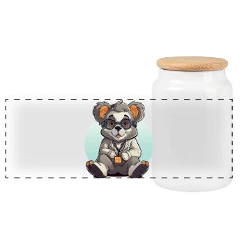Scientifique panda de Kawaii - Boîte à biscuits avec couvercle en bois - blanc - Devant