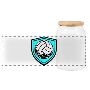 Blason du ballon de volley-ball - Boîte à biscuits avec couvercle en bois - blanc - Devant