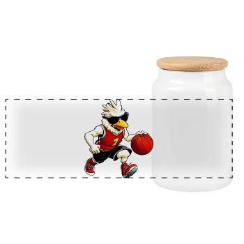 Basketball Chicken - Panorama Keksdose mit Holzdeckel - Weiß - Vorne