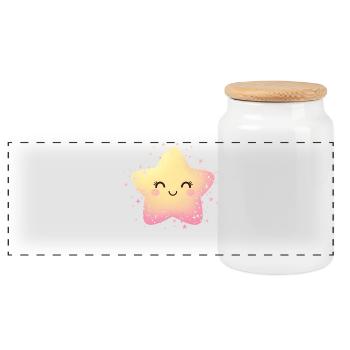 Étoile pastel Kawaii Sparkle - Boîte à biscuits avec couvercle en bois - blanc - Devant