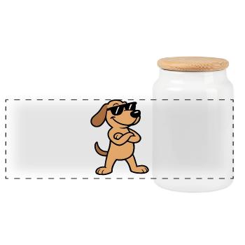 Sunglasses Dachshund Charm - Panoramic Cookie Jar with Wooden Lid - white - Front
