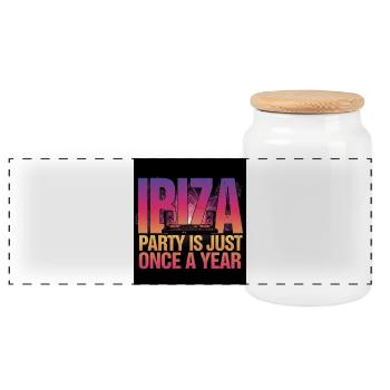 Fête d’Ibiza - Boîte à biscuits avec couvercle en bois - blanc - Devant