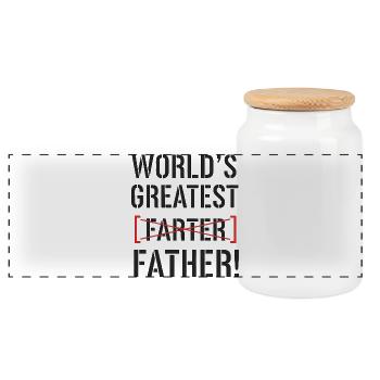 Best fart ever – Oops, I meant dad - Panoramic Cookie Jar with Wooden Lid - white - Front